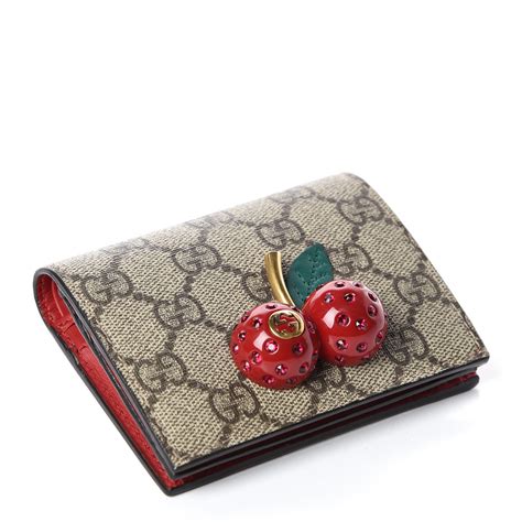 gucci supreme wallet hibiscus red rose|GUCCI GG Supreme Monogram Cherry Embellished Card Case .